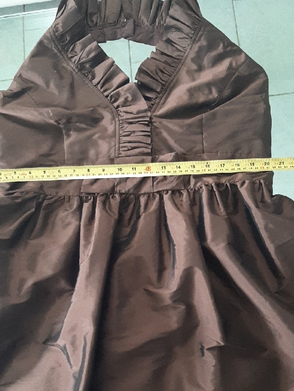 ALFRED SUNG🤎Chocolate Brown Halter Midi Dress with Side Pockets, Lined Sz 22 - Picture 7 of 10
